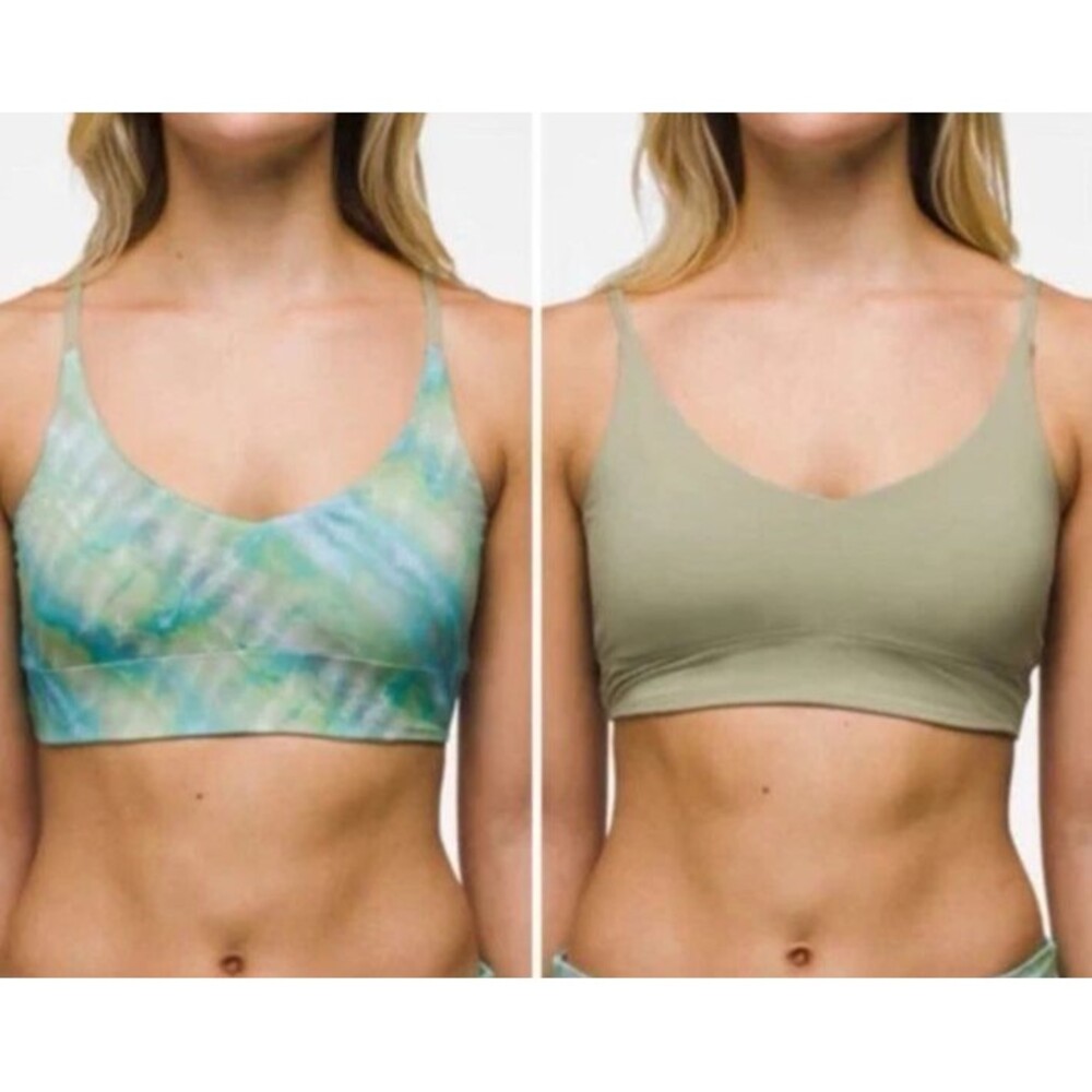 Prana NEW S Tie Dye Green Blue Willow Falls Reversible‎ Bralette Bikini Swim Top